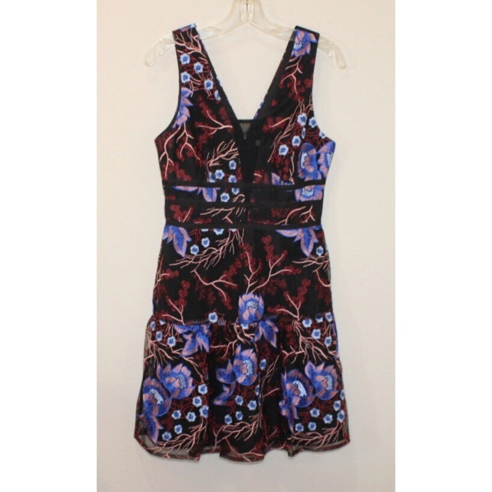 harlyn Small embroidered fit & flare dress floral black w/ multicolor sleeveless